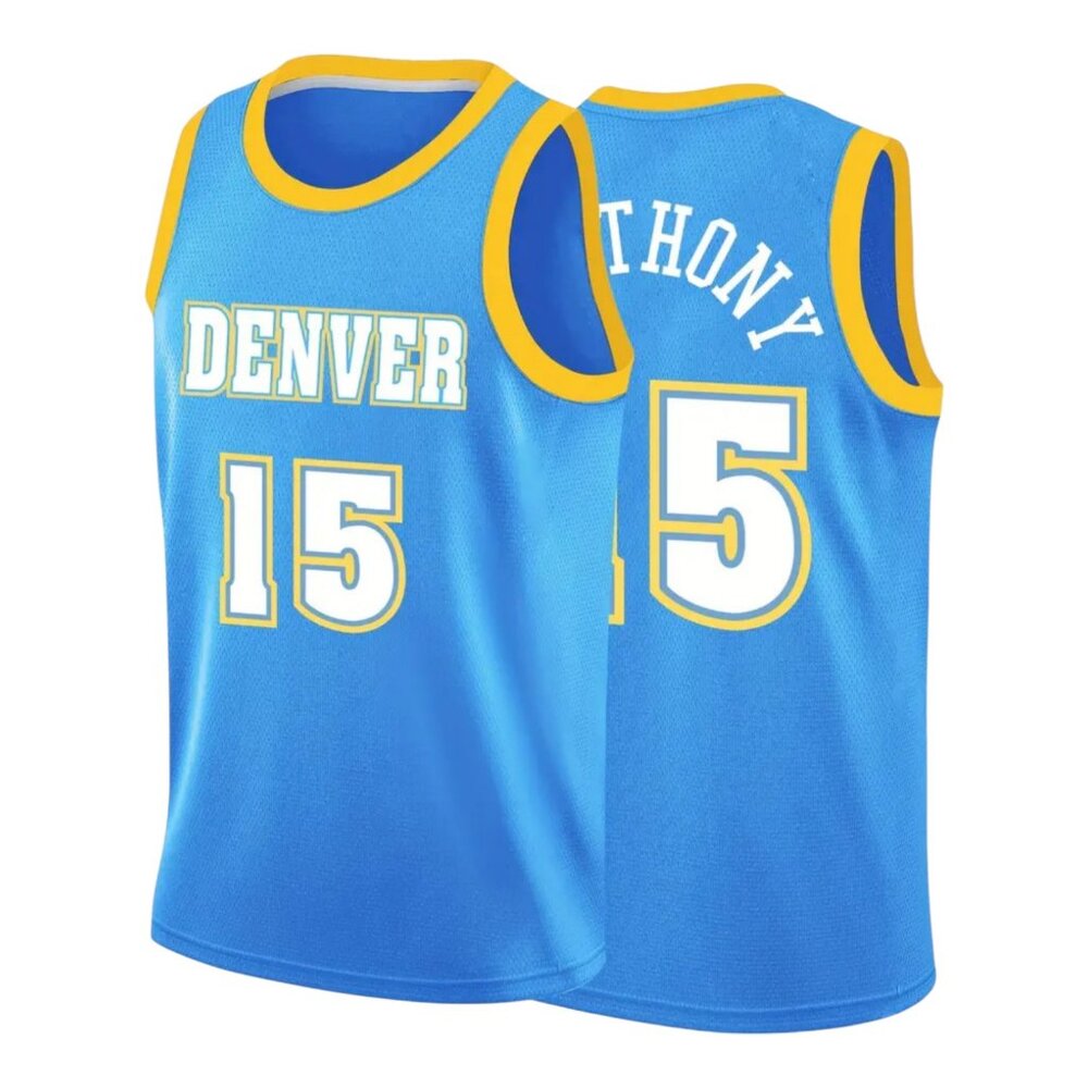 Denver Nuggets Carmelo Anthony #15 Basketball Jersey Stitched Blue